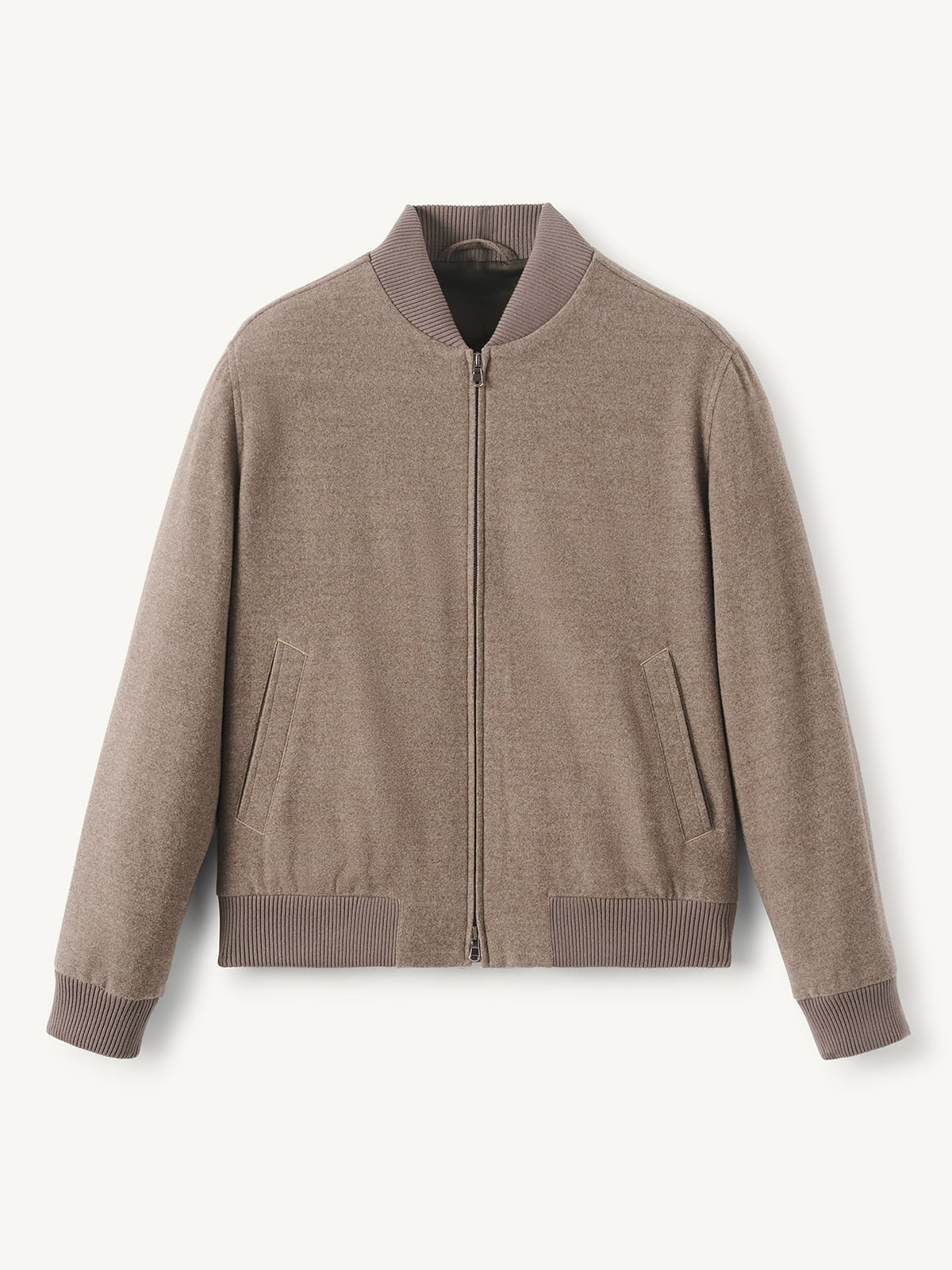 Wythe 2.0 Taupe Wool Flannel Bomber Jacket | Proper Cloth