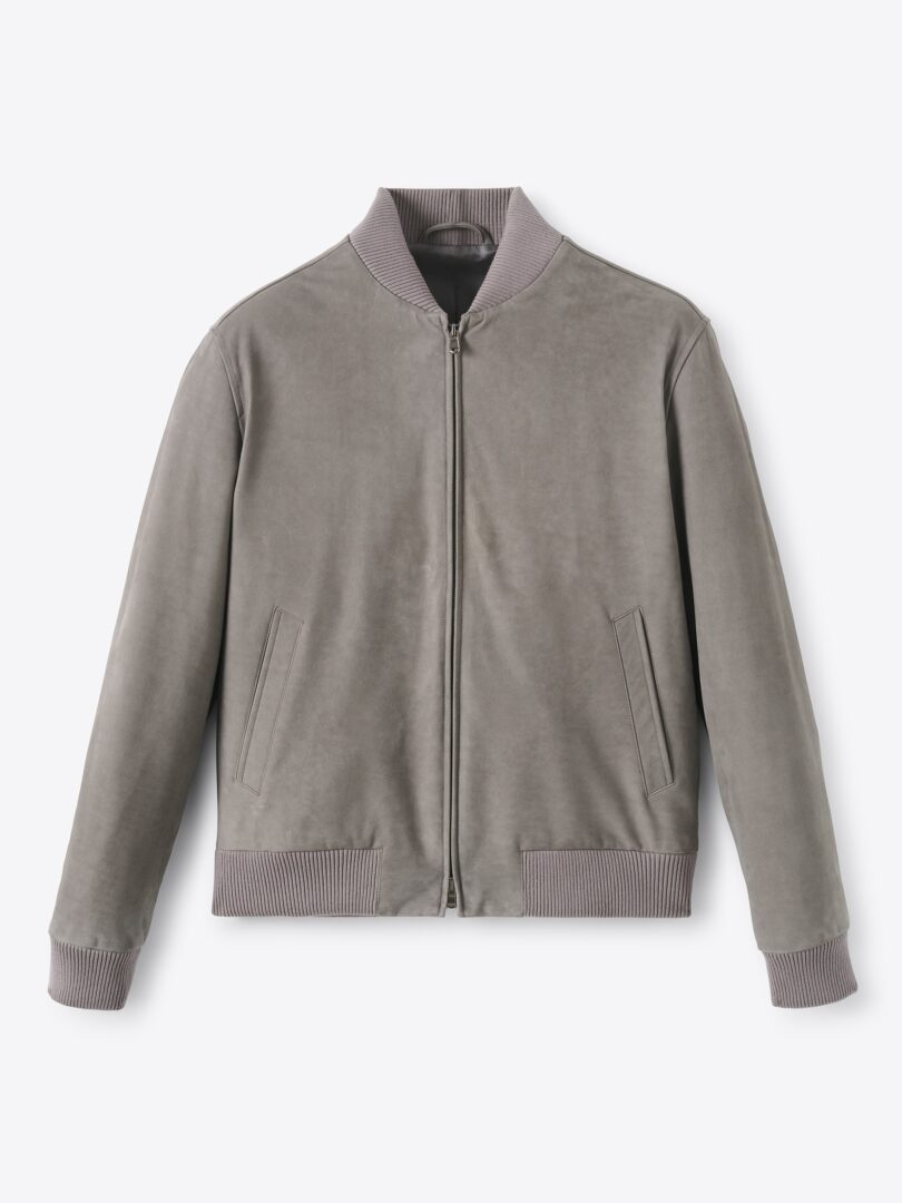 Men’s Wythe 2.0 Grey Suede Bomber Jacket Thumb