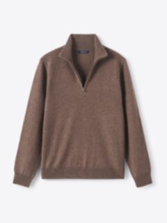 Shop Brown Cashmere Half-Zip Sweater