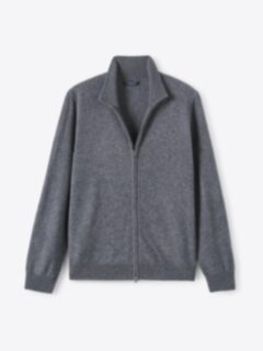 Shop Grey Scottish Cashmere Full-Zip Sweater