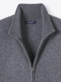 Grey Scottish Cashmere Full-Zip Sweater - Proper Cloth