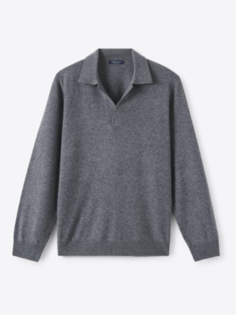 Suggested Item: Grey Scottish Cashmere Long Sleeve Knit Polo