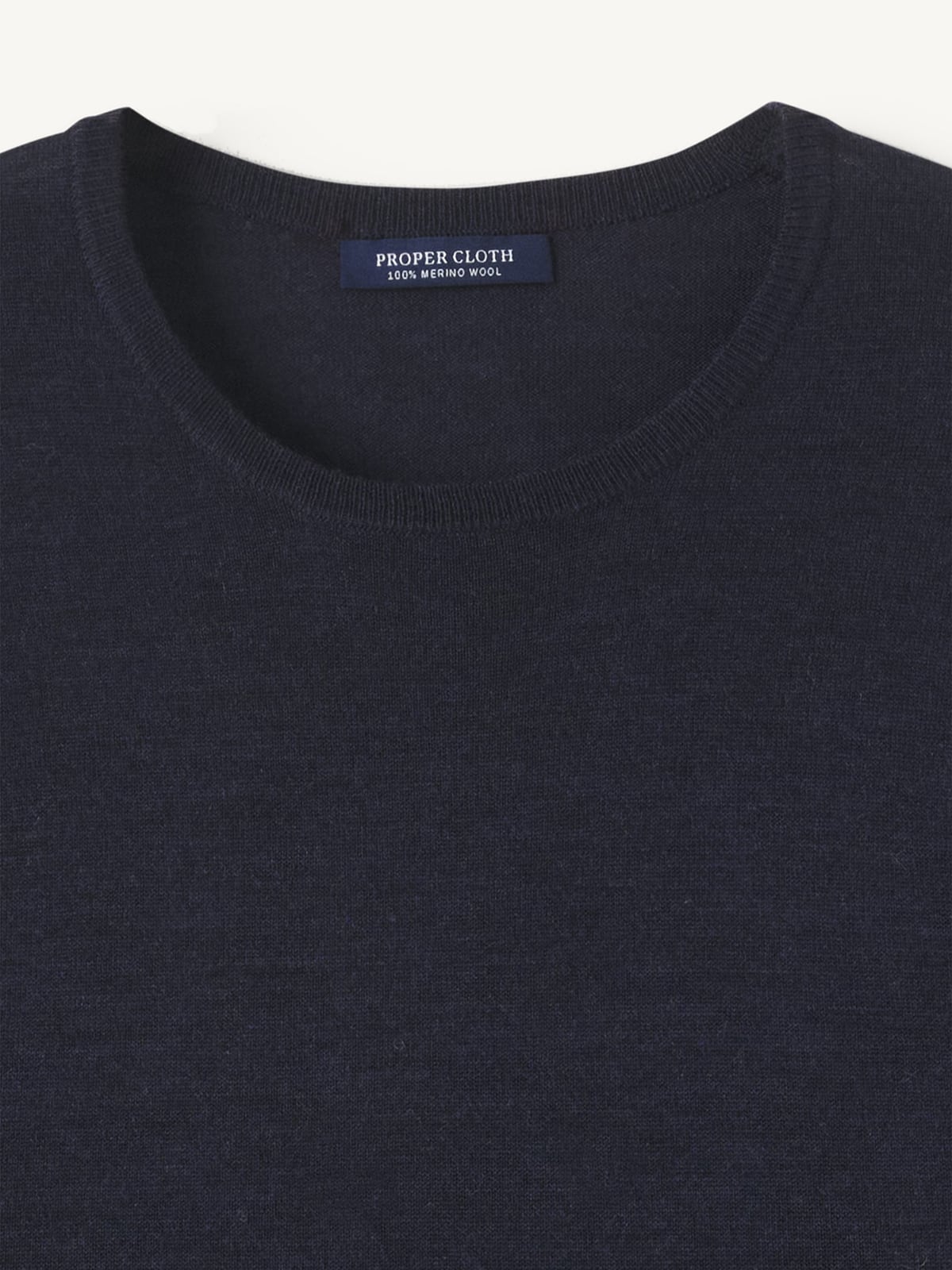 Navy Easy Care Merino Wool Crewneck Sweater | Proper Cloth