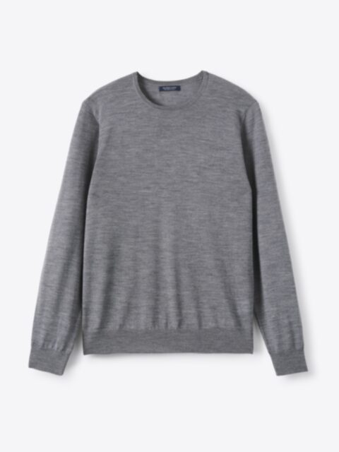 Grey Merino Wool Full-Zip Sweater - Proper Cloth