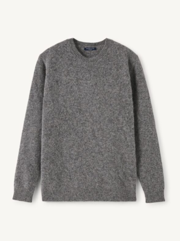 Thumb Photo of Charcoal Melange Italian Brushed Alpaca Crewneck Sweater