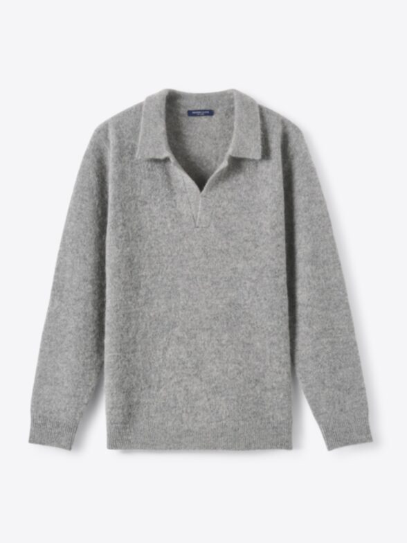 Thumb Photo of Grey Merino and Alpaca Brushed Knit Polo