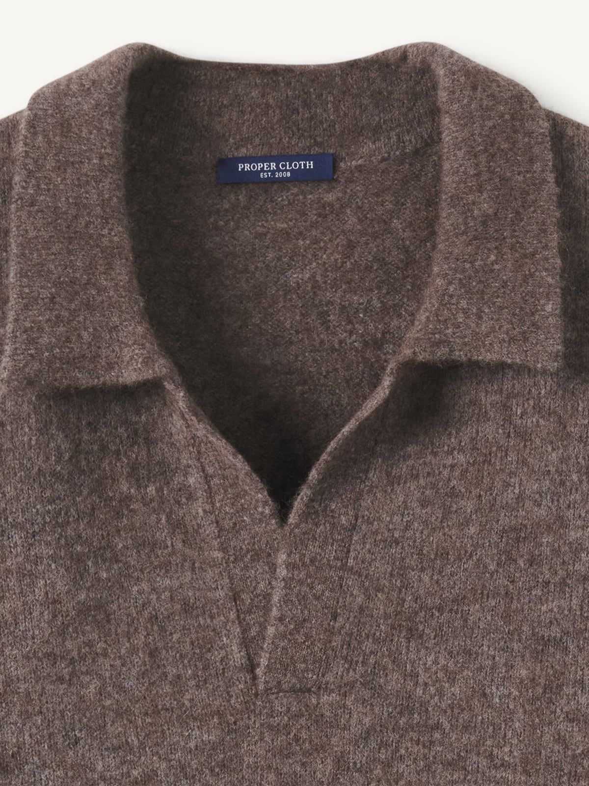 Brown Brushed Alpaca Knit Polo | Proper Cloth