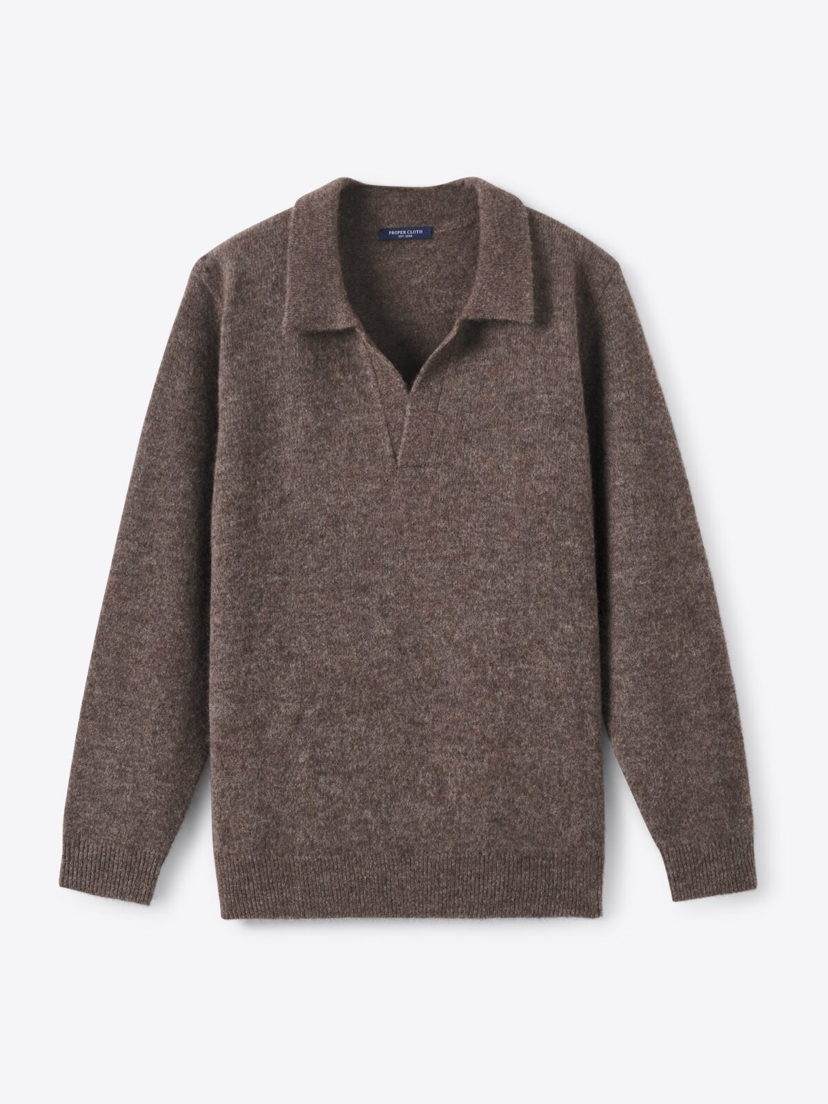 Brown Brushed Alpaca Knit Polo - Proper Cloth