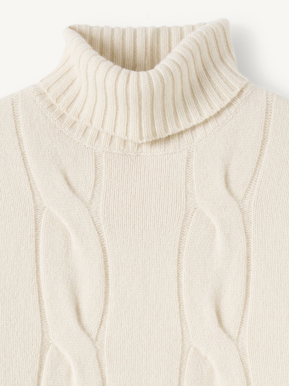 Cream Merino Wool Cable Turtleneck Sweater | Proper Cloth