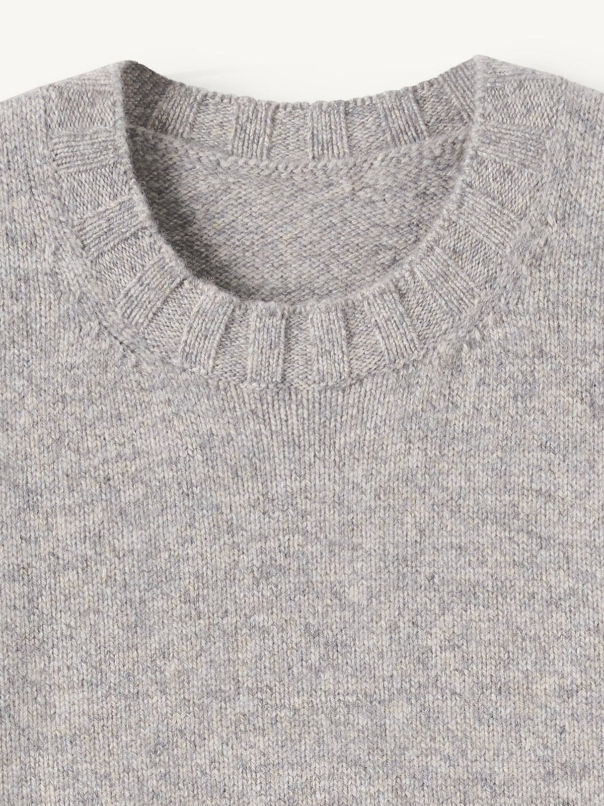 Greige Italian Merino Wool Mouliné Crewneck Sweater - Proper Cloth