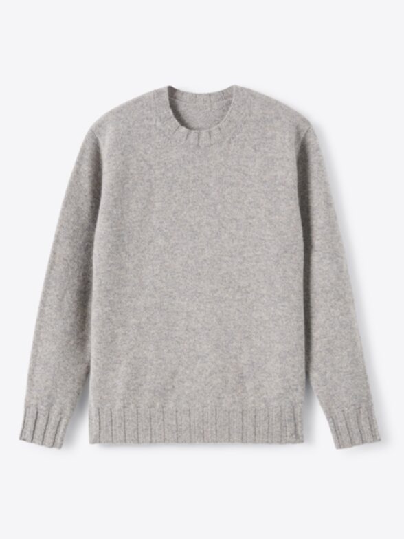 Thumb Photo of Greige Italian Merino Wool Mouliné Crewneck Sweater