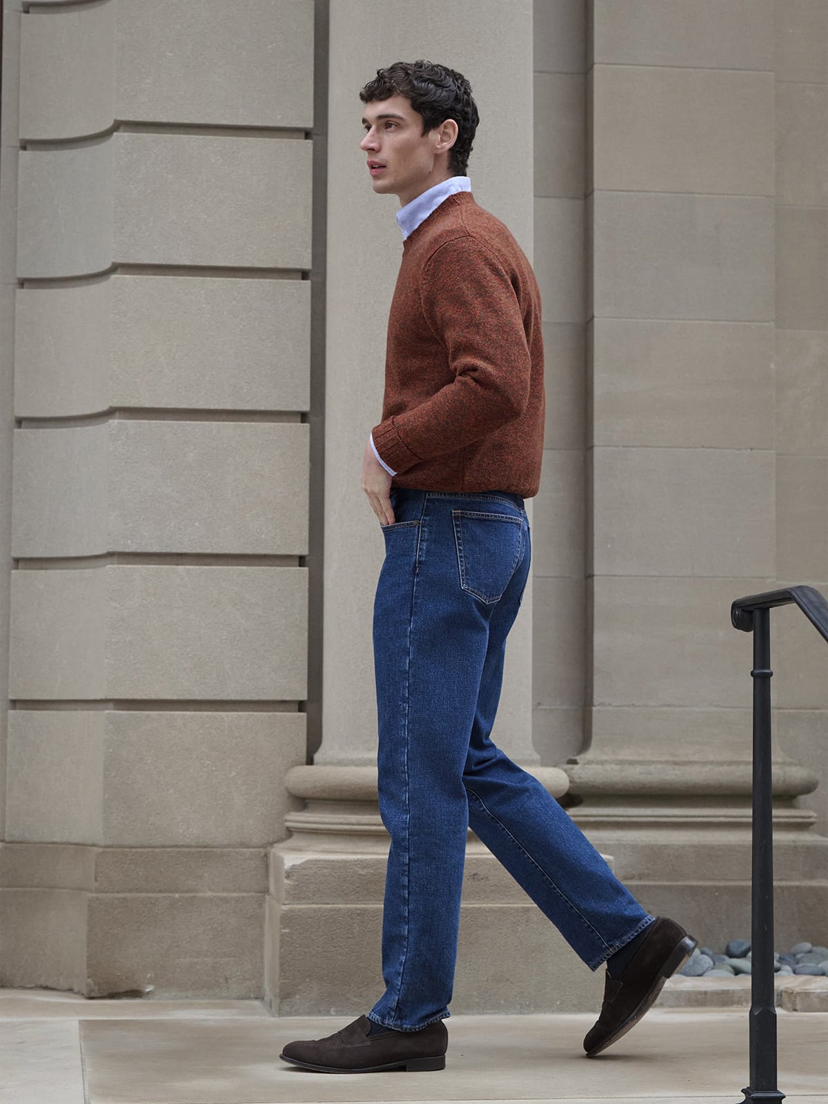 Proper Cloth Ochre Italian Merino Wool Moulin Crewneck Sweater