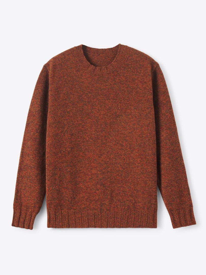 Men’s Ochre Italian Merino Wool Mouliné Crewneck Sweater Thumb