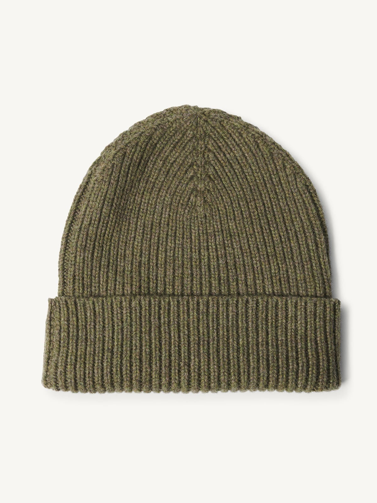 Moss Mouliné Italian Merino 4-Ply Ribbed Beanie - Proper Cloth display picture 2