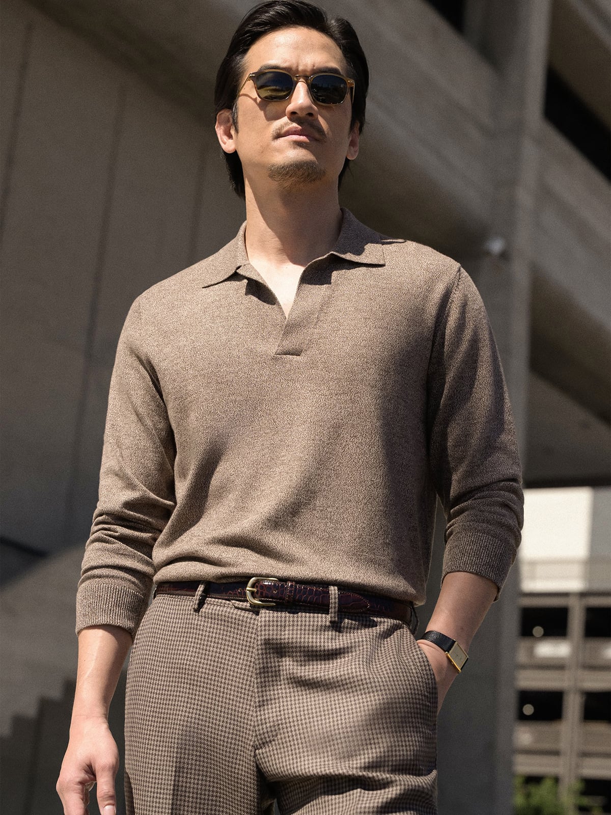 polo knit dress shirt Eton Chevron Structure Knit Polo Shirt | Polo Shirt
