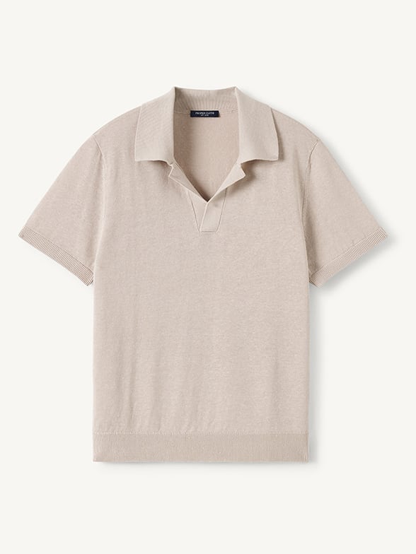 Thumb Photo of Beige Linen Blend Knit Polo