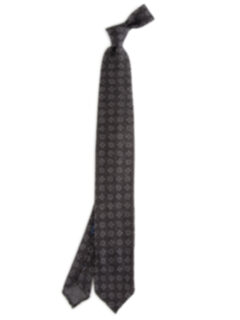 Biella Charcoal Printed Wool Tie Product Thumbnail 2