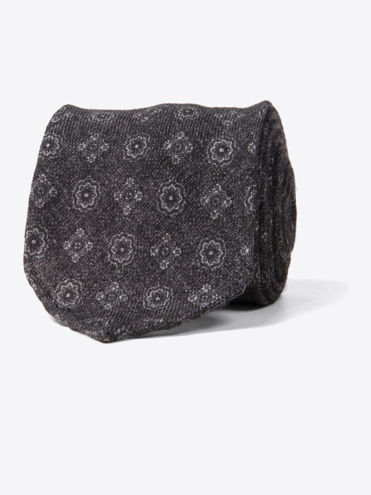 Biella Charcoal Printed Wool Tie