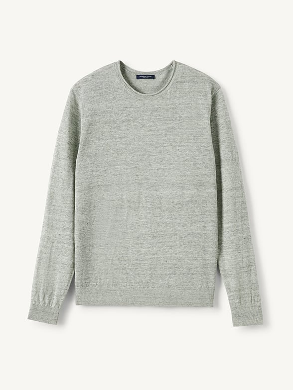 Thumb Photo of Sage Melange Linen Rollneck Crew Sweater