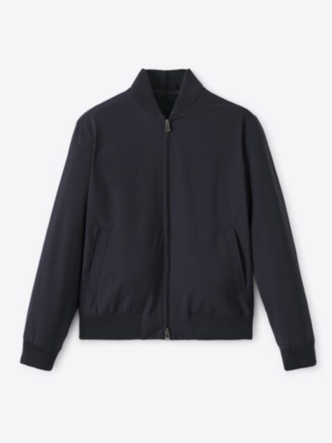 Lucca Navy Merino Windbreaker - Proper Cloth