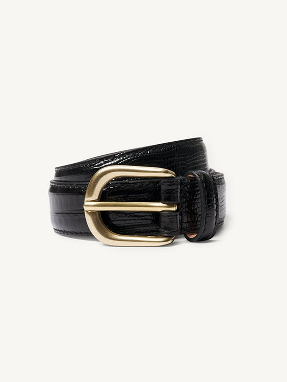 Thumb Photo of Italian Black Lizard Narrow Belt