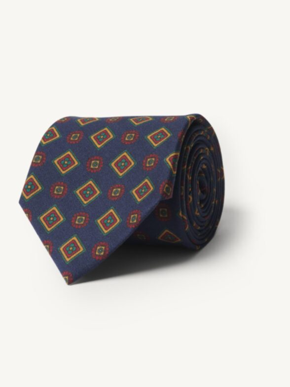 Thumb Photo of Navy and Gold Vintage Print Tie