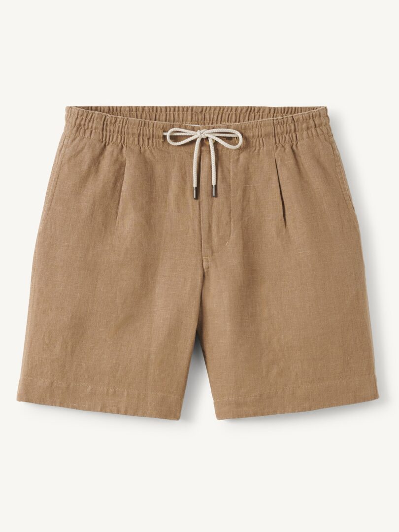 Men’s Mocha Linen Drawstring Palermo Shorts Thumb