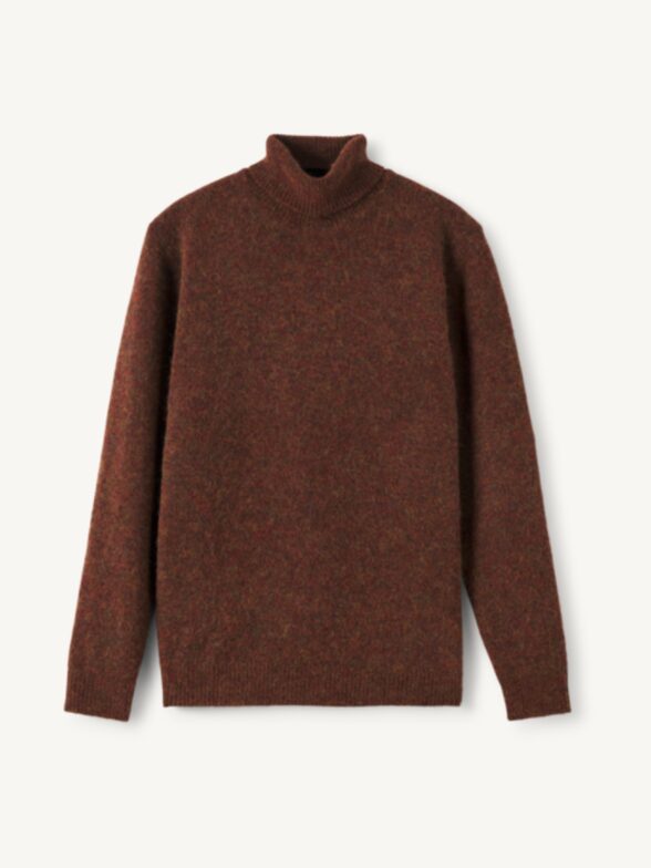 Thumb Photo of Rust Melange Italian Brushed Alpaca Turtleneck Sweater