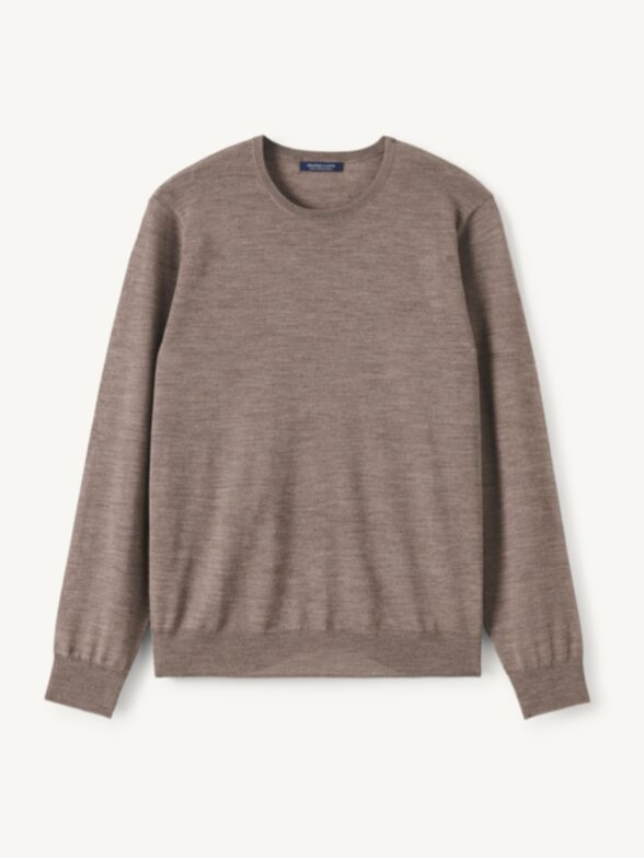 Thumb Photo of Taupe Easy Care Merino Wool Crewneck Sweater