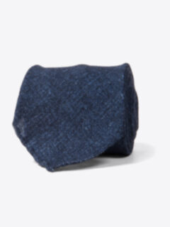 Biella Navy Melange Wool Tie Product Thumbnail 1