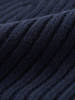 Navy Cashmere Ribbed Beanie Product Thumbnail 6