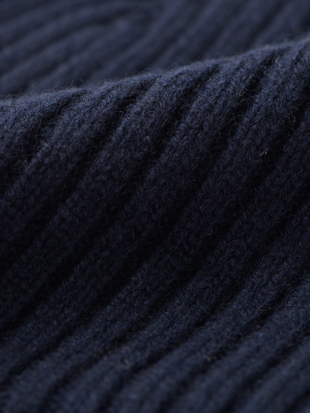 Navy Cashmere Ribbed Beanie