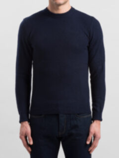Navy Cobble Stitch Cashmere Sweater Product Thumbnail 4