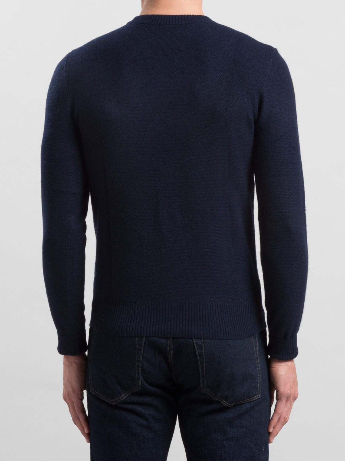 Navy Cobble Stitch Cashmere Sweater