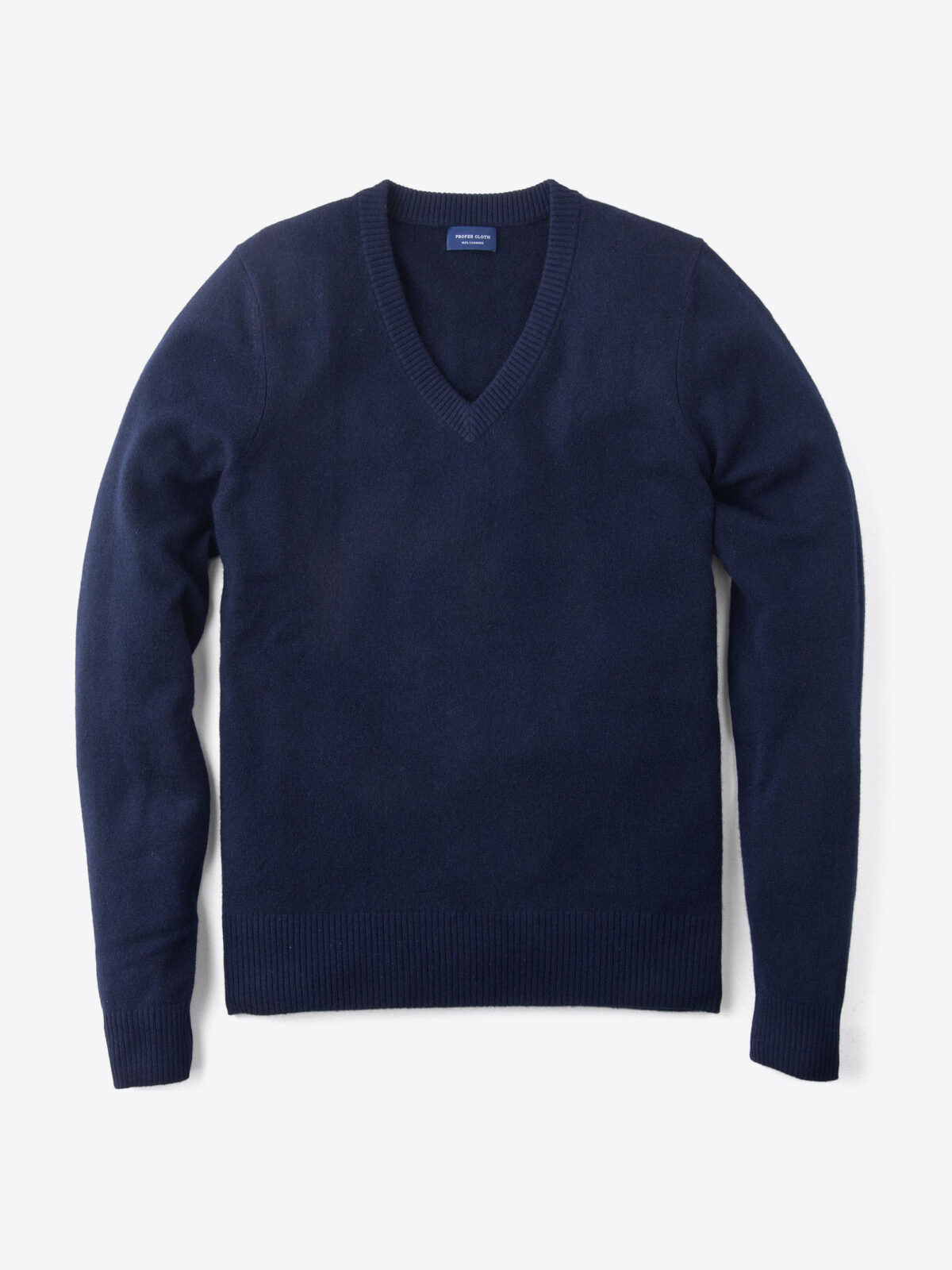 Navy Cashmere V-Neck Sweater by Proper Cloth