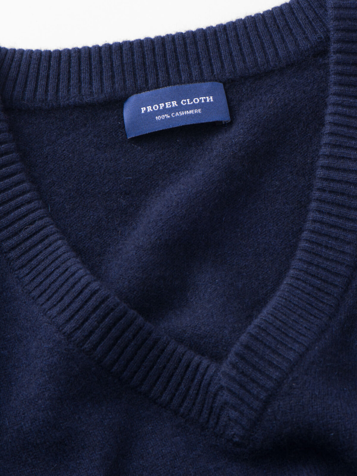 Navy Cashmere V-Neck Sweater by Proper Cloth