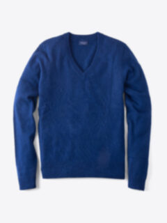 Royal Blue Cashmere V-Neck Sweater Product Thumbnail 1