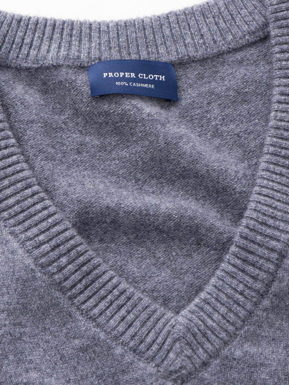 Grey Cashmere V-Neck Sweater