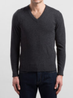Charcoal Cashmere V-Neck Sweater Product Thumbnail 4