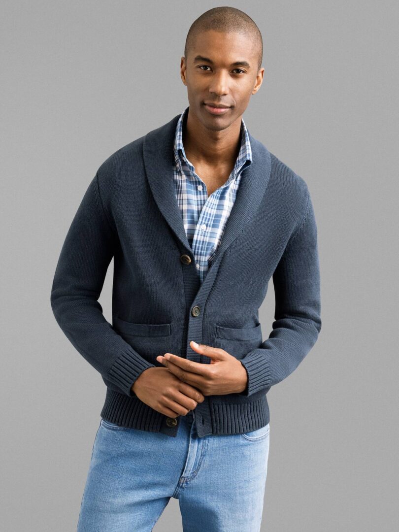 100% Organic Cotton Shawl-Collar Cardigan Sweater