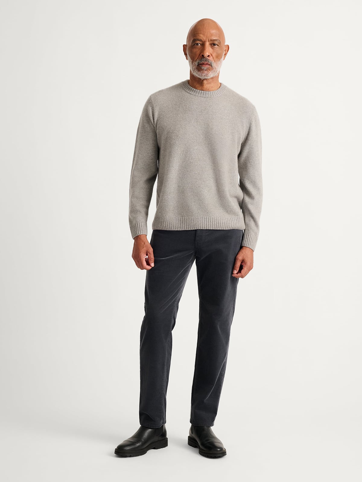 Grey Heritage Mid Gauge Cashmere Crewneck Sweater - Proper Cloth