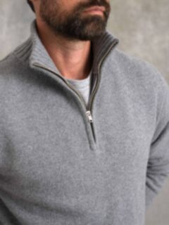 Grey Wool and Cashmere Half-Zip Sweater Product Thumbnail 3