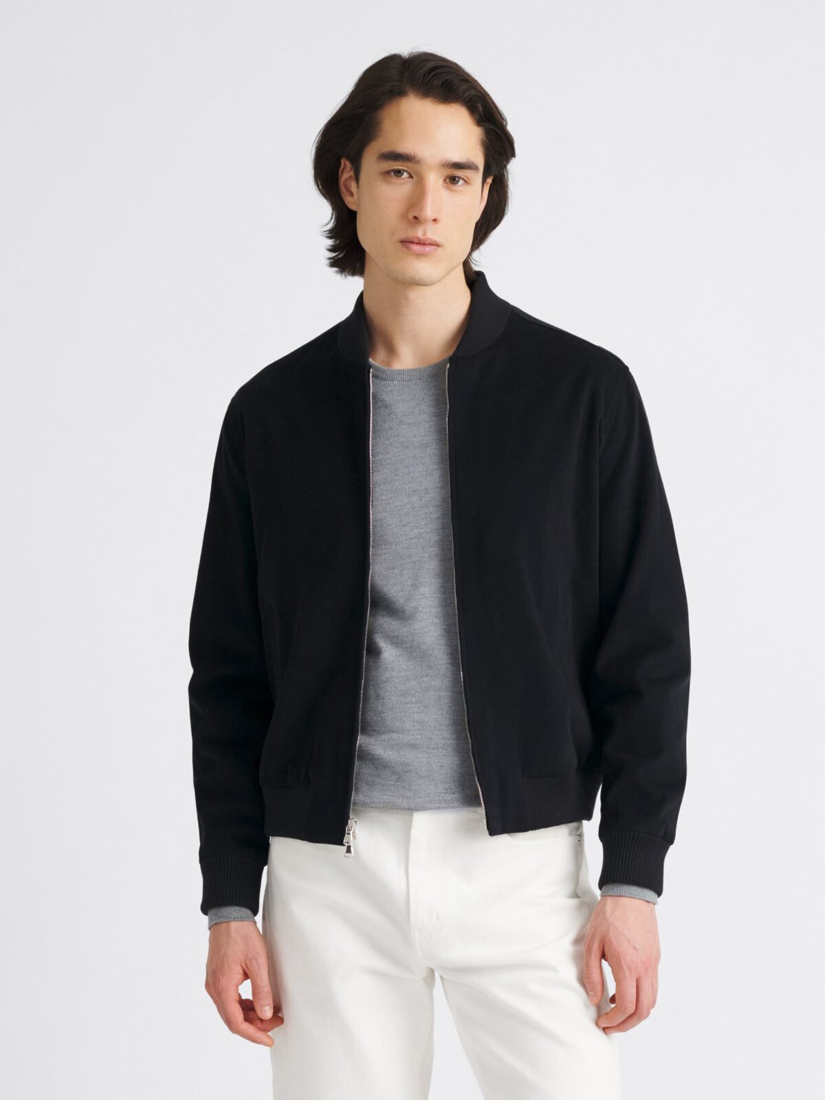 Wythe 2.0 Navy Shaved Cotton Bomber Jacket by Proper Cloth