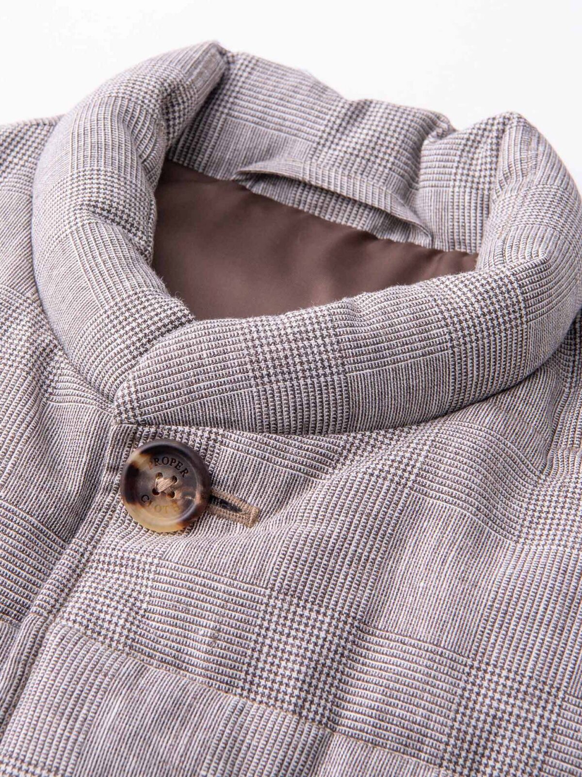 Cortina Beige Glen Plaid Wool and Linen Button Vest