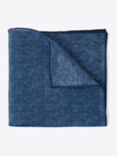 Navy Cotton Linen Pocket Square Product Thumbnail 1