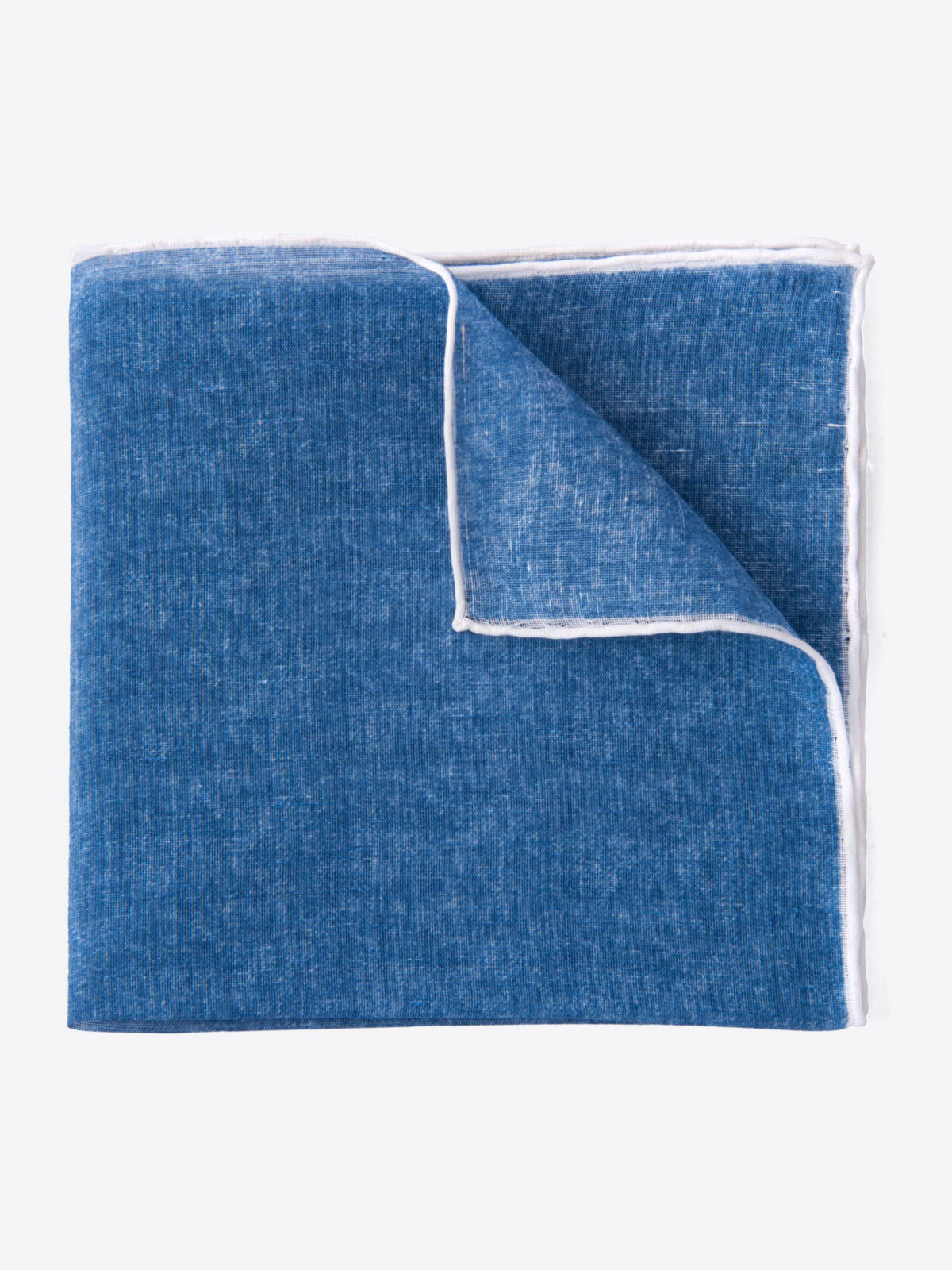 Ocean Blue and White Cotton Linen Pocket Square