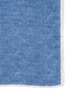 Ocean Blue and White Cotton Linen Pocket Square Product Thumbnail 2