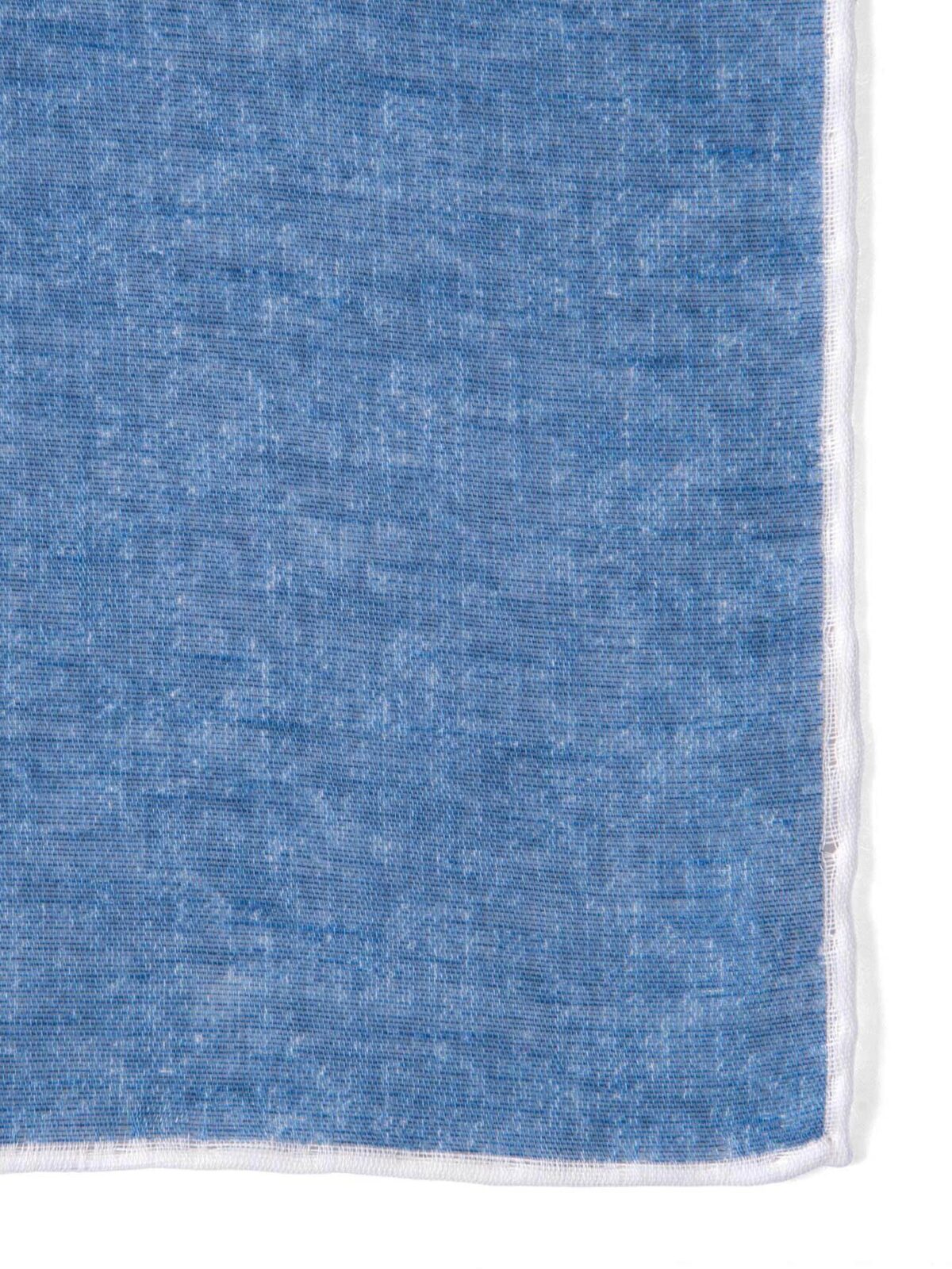 Ocean Blue and White Cotton Linen Pocket Square