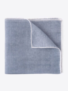 Grey and White Cotton Linen Pocket Square Product Thumbnail 1
