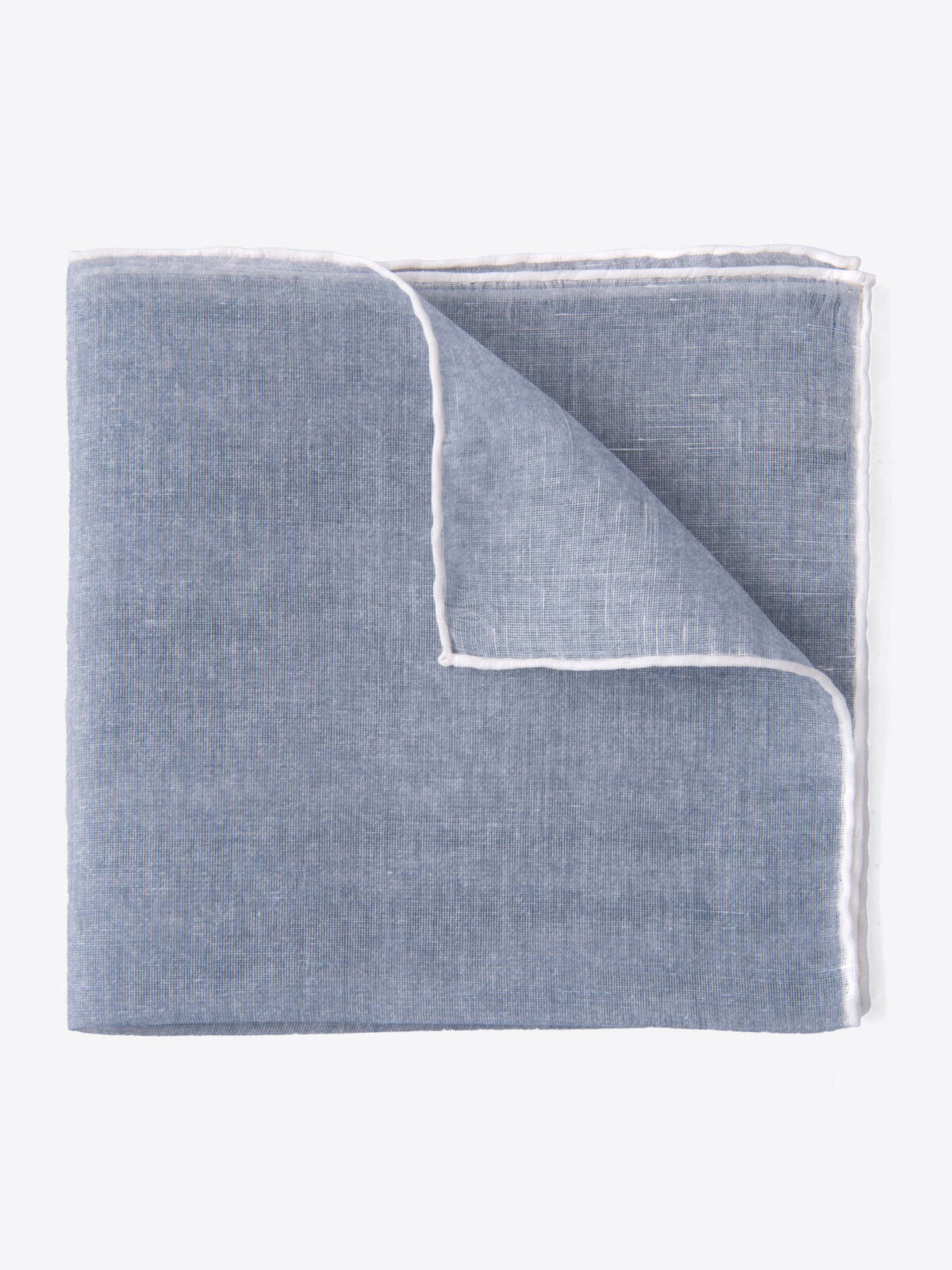 Grey and White Cotton Linen Pocket Square